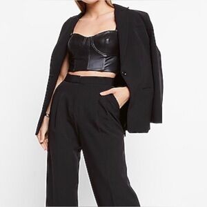 EXPRESS black faux leather corset bustier cropped top NEW XS RE $60w/t&s.